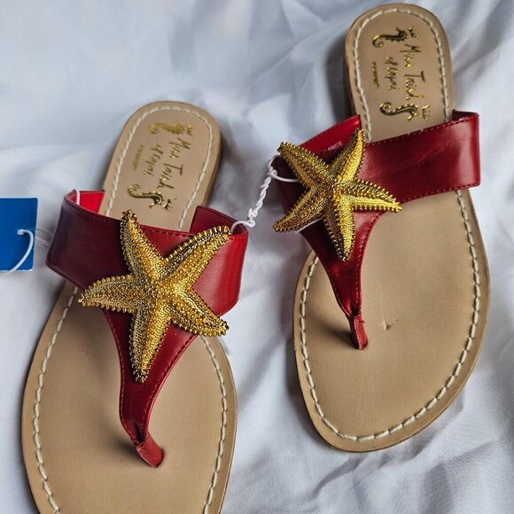 Miss Trish of Capri Red Starfish Sandals NWT - Picture 2 of 6